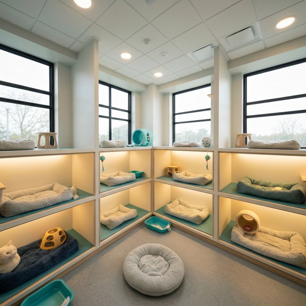 Cosy and comfortable cat boarding enclosures